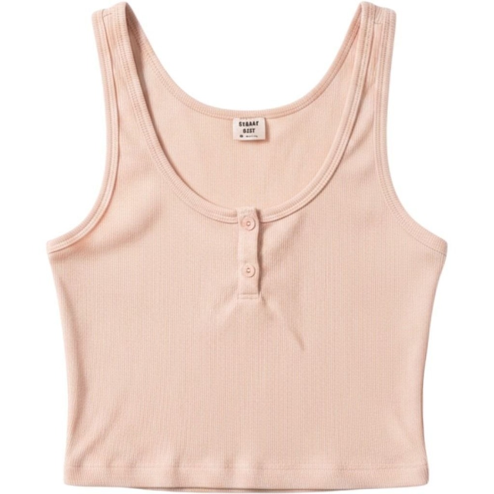 Aritzia Sunday‎ Best Pink Henley Cropped Ribbed Tank Top Womens XS